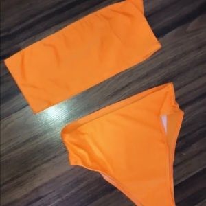 Orange tube top and bikin set